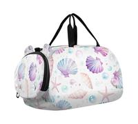 BURSTDDY Kids Duffle Bag,Sea Star Shell Sports Gym Bag with Shoe Compartment Travel Duffel Bags for Boys and Girls