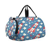 BURSTDDY Kids Duffle Bag,Star Spacecraft Sports Gym Bag with Shoe Compartment Travel Duffel Bags for Boys and Girls