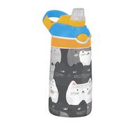 BURSTDDY Kids Water Bottle,Cartoon Cat 16oz Kid Cup with Straw Lid Leak-Proof Water Bottle for School,Sport,Travel