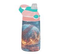 BURSTDDY Kids Water Bottle,Water and Fire Baseball 16oz Kid Cup with Straw Lid Leak-Proof Water Bottle for School,Sport,Travel