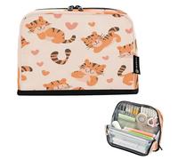 BURSTDDY Large Capacity Pencil Case Pouch,Cartoon Tiger Big Pencil Bag Organizer with Zipper for School, College, Office, Travel