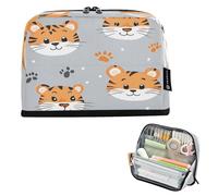 BURSTDDY Large Capacity Pencil Case Pouch,Cartoon Tiger Big Pencil Bag Organizer with Zipper for School, College, Office, Travel