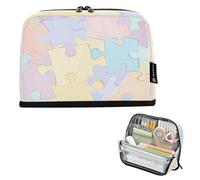 BURSTDDY Large Capacity Pencil Case Pouch,Colorful Puzzle Fragments Big Pencil Bag Organizer with Zipper for School, College, Office, Travel
