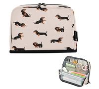BURSTDDY Large Capacity Pencil Case Pouch,Cute Dogs Dachshunds Big Pencil Bag Organizer with Zipper for School, College, Office, Travel