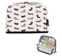 BURSTDDY Large Capacity Pencil Case Pouch,Cute Dogs Dachshunds Big Pencil Bag Organizer with Zipper for School, College, Office, Travel