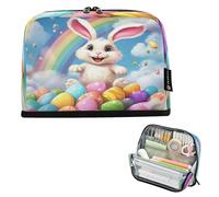 BURSTDDY Large Capacity Pencil Case Pouch,Easter Bunny Big Pencil Bag Organizer with Zipper for School, College, Office, Travel