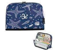 BURSTDDY Large Capacity Pencil Case Pouch,Starfish Big Pencil Bag Organizer with Zipper for School, College, Office, Travel