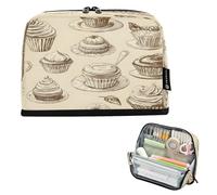 BURSTDDY Large Capacity Pencil Case Pouch,Vintage Pastry Big Pencil Bag Organizer with Zipper for School, College, Office, Travel