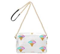 BURSTDDY Leather Crossbody Bag for Women,Colored Ice Cream Cones Crossbody Purse with Zipper Lightweight Shoulder Bag for Travel, Shopping & Daily Essentials