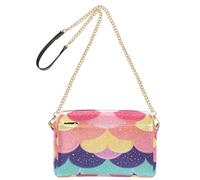 BURSTDDY Leather Crossbody Bag for Women,Colored Scale Crossbody Purse with Zipper Lightweight Shoulder Bag for Travel, Shopping & Daily Essentials