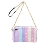 BURSTDDY Leather Crossbody Bag for Women,Colored Striped Star Crossbody Purse with Zipper Lightweight Shoulder Bag for Travel, Shopping & Daily Essentials