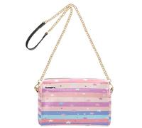 BURSTDDY Leather Crossbody Bag for Women,Colored Striped Star Crossbody Purse with Zipper Lightweight Shoulder Bag for Travel, Shopping & Daily Essentials