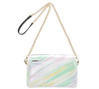 BURSTDDY Leather Crossbody Bag for Women,Colored Stripes Crossbody Purse with Zipper Lightweight Shoulder Bag for Travel, Shopping & Daily Essentials