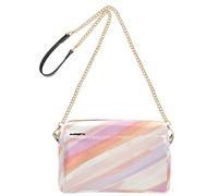 BURSTDDY Leather Crossbody Bag for Women,Colored Stripes Crossbody Purse with Zipper Lightweight Shoulder Bag for Travel, Shopping & Daily Essentials