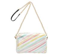 BURSTDDY Leather Crossbody Bag for Women,Colored Stripes Crossbody Purse with Zipper Lightweight Shoulder Bag for Travel, Shopping & Daily Essentials