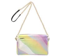 BURSTDDY Leather Crossbody Bag for Women,Colored Stripes Crossbody Purse with Zipper Lightweight Shoulder Bag for Travel, Shopping & Daily Essentials