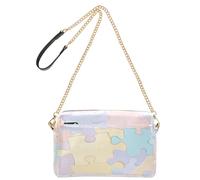 BURSTDDY Leather Crossbody Bag for Women,Colorful Puzzle Fragments Crossbody Purse with Zipper Lightweight Shoulder Bag for Travel, Shopping & Daily Essentials