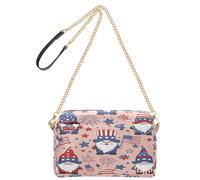 BURSTDDY Leather Crossbody Bag for Women,Independence Day Gnomes Crossbody Purse with Zipper Lightweight Shoulder Bag for Travel, Shopping & Daily Essentials