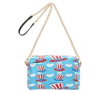BURSTDDY Leather Crossbody Bag for Women,Independence Day Hat Crossbody Purse with Zipper Lightweight Shoulder Bag for Travel, Shopping & Daily Essentials