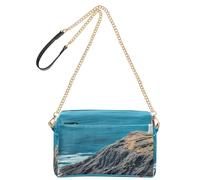 BURSTDDY Leather Crossbody Bag for Women,Landscape Crossbody Purse with Zipper Lightweight Shoulder Bag for Travel, Shopping & Daily Essentials