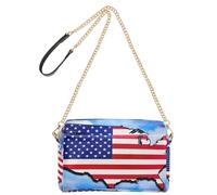 BURSTDDY Leather Crossbody Bag for Women,Map Of The American Flag Crossbody Purse with Zipper Lightweight Shoulder Bag for Travel, Shopping & Daily Essentials