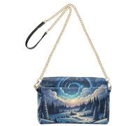 BURSTDDY Leather Crossbody Bag for Women,Night Forest Crossbody Purse with Zipper Lightweight Shoulder Bag for Travel, Shopping & Daily Essentials