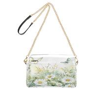 BURSTDDY Leather Crossbody Bag for Women,Wildflowers and Butterflies Crossbody Purse with Zipper Lightweight Shoulder Bag for Travel, Shopping & Daily Essentials