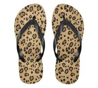 BURSTDDY Leopard Print Flip Flops for Women Men Comfort Beach Thong Sandals XL