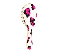 BURSTDDY Leopard Print Wooden Hair Brush,Massage Scalp Hairbrush for Women Men and Kids, for All Hair Types