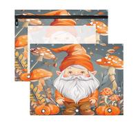 BURSTDDY Mushroom Gnome Pencil Pouch for 3 Ring Binder,2 Pack Pencil Case with Zipper Clear Window Pencil Bag for Office School College Supplies