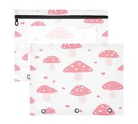 BURSTDDY Mushrooms Pencil Pouch for 3 Ring Binder,2 Pack Pencil Case with Zipper Clear Window Pencil Bag for Office School College Supplies