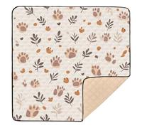 BURSTDDY Paws and Leaves Baby Play Mats for Floor,50x50in Playpen Mat Non-Slip & Machine Washable Activity Playmat for Babies, Toddlers & Infants
