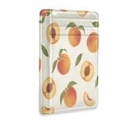 BURSTDDY Peaches Pattern RFID Blocking Slim Wallet Credit Card Holder | Front Pocket Minimalist Leather Wallets for Men and Women