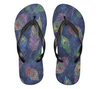 BURSTDDY Peacock Feathers Flip Flops for Women Men Comfort Beach Thong Sandals S