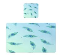 BURSTDDY Peacock Feathers Placemats Set of 2 Waterproof Place Mats for Dining Table