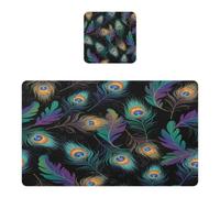 BURSTDDY Peacock Feathers Placemats Set of 4 Waterproof Place Mats for Dining Table