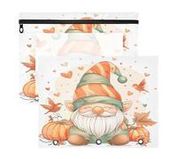 BURSTDDY Pumpkin Gnome Pencil Pouch for 3 Ring Binder,2 Pack Pencil Case with Zipper Clear Window Pencil Bag for Office School College Supplies