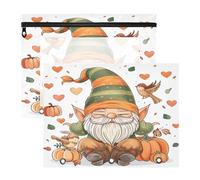 BURSTDDY Pumpkin Gnome Pencil Pouch for 3 Ring Binder,2 Pack Pencil Case with Zipper Clear Window Pencil Bag for Office School College Supplies