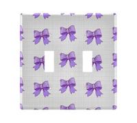 BURSTDDY Purple Bow Light Switch Wall Plate,Size 2-Gang 4.48x4.56in Switch Plate for Decorator Receptacle Outlet and Switch