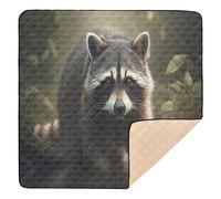 BURSTDDY Raccoon Baby Play Mats for Floor,50x50in Playpen Mat Non-Slip & Machine Washable Activity Playmat for Babies, Toddlers & Infants