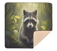 BURSTDDY Raccoon Baby Play Mats for Floor,50x50in Playpen Mat Non-Slip & Machine Washable Activity Playmat for Babies, Toddlers & Infants
