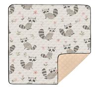 BURSTDDY Raccoons Baby Play Mats for Floor,50x50in Playpen Mat Non-Slip & Machine Washable Activity Playmat for Babies, Toddlers & Infants