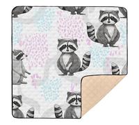 BURSTDDY Raccoons Baby Play Mats for Floor,50x50in Playpen Mat Non-Slip & Machine Washable Activity Playmat for Babies, Toddlers & Infants