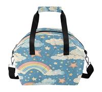 BURSTDDY Rainbow White Clouds Tote Lunch Bag Reusable Insulated Lunch Box Large Capacity Cooler Lunchbox with Shoulder Strap for Work Picnic or Travel
