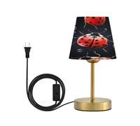 BURSTDDY Red Ladybugs Bedside Table Lamp for Bedroom,3 Color Dimmable Bedside Lamp Nightstand 7W Desk Lamps for Living Room, Office