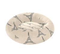 BURSTDDY Round Cat Bed and Dog Bed,13in Eiffel Tower Bows Washable Non-Slip Soft Pet Bed for Indoor Small Medium Dogs and Cats