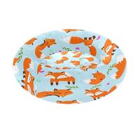 BURSTDDY Round Cat Bed and Dog Bed,15.7in Cartoon Fox Washable Non-Slip Soft Pet Bed for Indoor Small Medium Dogs and Cats