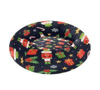 BURSTDDY Round Cat Bed and Dog Bed,15.7in Merry Christmas Washable Non-Slip Soft Pet Bed for Indoor Small Medium Dogs and Cats