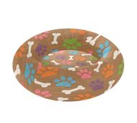 BURSTDDY Round Cat Bed and Dog Bed,20in Colorful Paw Print Bones Washable Non-Slip Soft Pet Bed for Indoor Small Medium Dogs and Cats