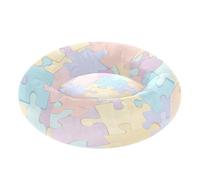 BURSTDDY Round Cat Bed and Dog Bed,20in Colorful Puzzle Fragments Washable Non-Slip Soft Pet Bed for Indoor Small Medium Dogs and Cats